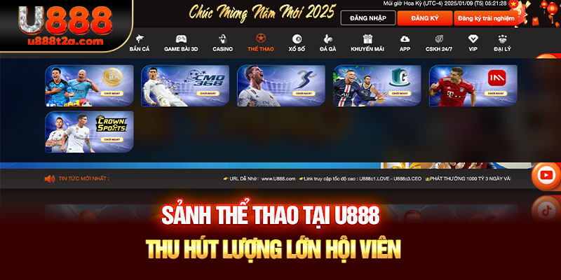 Sảnh thể thao tại U888 thu hút lượng lớn hội viên